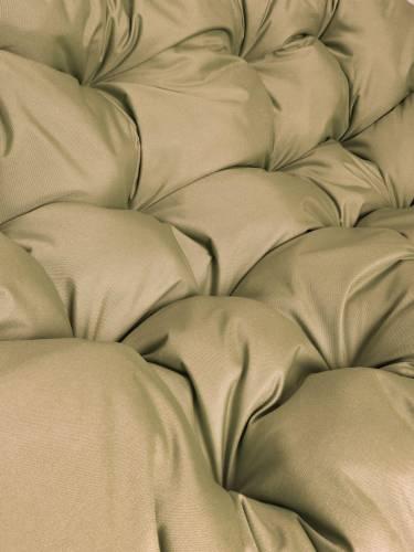 Подвесное кресло КРУГ с ротангом чёрное, бежевая подушка